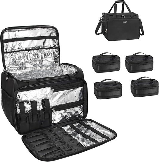 Professional Hairdressing Bag with 4 small bag, Toiletry Travel Bag, Cosmetics Beauty Hairdresser Bag with Shoulder Strap, Hair Makeup Salon Organizer Bag for Barber Insulation Material