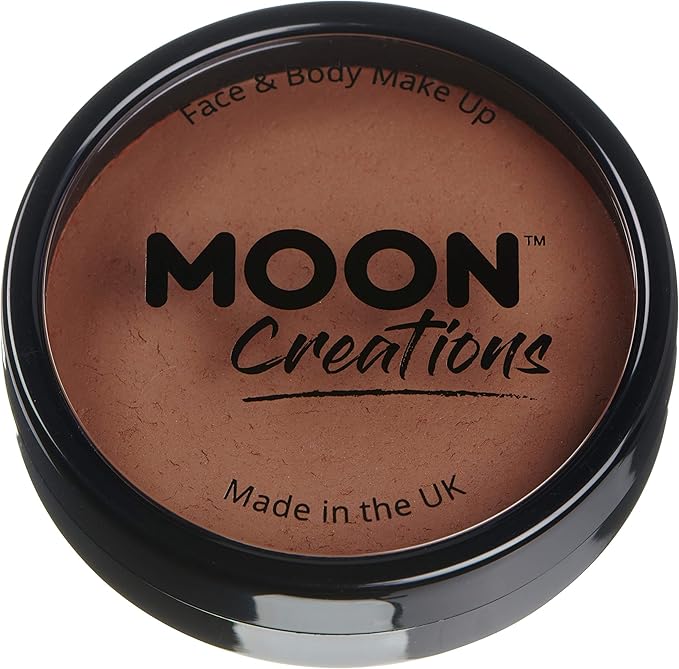 Pro Face & Body Paint Cake Pots by Moon Creations - Mid Brown - Professional Water Based Face Paint Makeup for Adults, Kids - 1.26oz