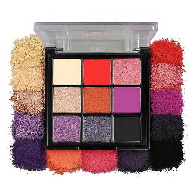 K'APEINE 9Colors Eyeshadow Palette, Matte Glitter Eyeshadow Red Purple Eye Shades Colorful Eye Makeup Palette Long Lasting Waterproof, High Pigment Blendable Makeup Kit-H01