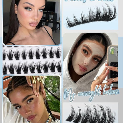 Natural Hybrid Lash Clusters 10-15MM Cluster Lashes Fluffy Eyelash Extensions Wispy Faux Mink Lashes Clusters Soft Individual Lashes 204Pcs Eyelash Clusters D Curve DIY Lashes Clusters