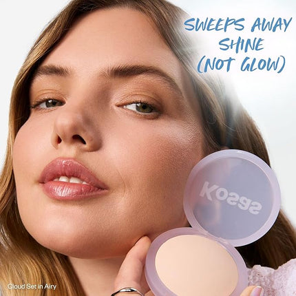 Kosas Cloud Set Face Setting Powder - Smoothing Shine Control, Soft, Sheer Translucent Makeup Finish, Portable & Long-Lasting Loose Pressed Baking Powder - Airy (Sheer Porcelain)
