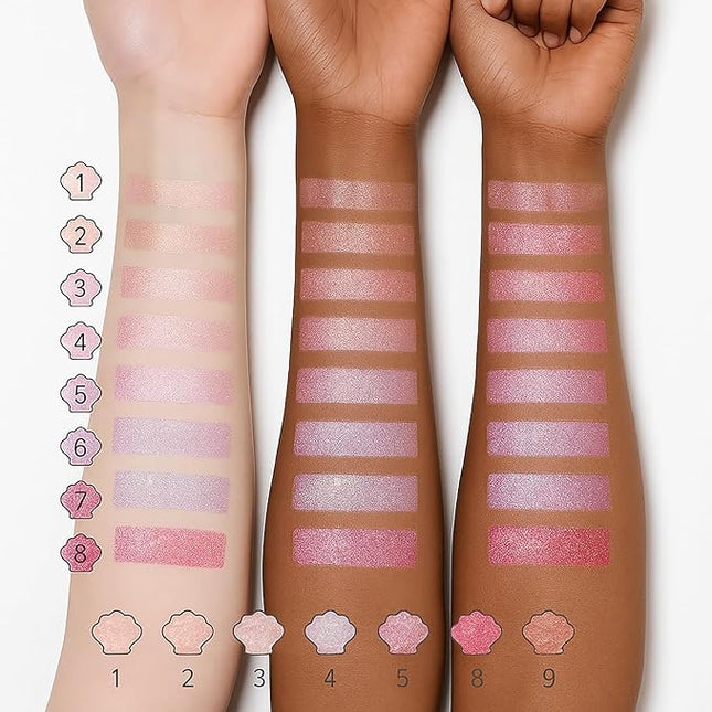 K'APEINE 9Colors Eyeshadow Palette,Fine Shimmer Eyeshadow Pink Glitter Makeup Palette Spakle Pearlescent Eye Shades Diamond Bright Makeup Kit Highly Pigmented Long Lasting for Women Girls Daily,Party