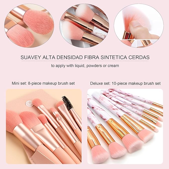 30 Pcs Makeup Brush Set with 12 Pcs Blending Sponge & Mirror - Premium Synthetic Kabuki Foundation Powder Concealer Eyeshadow Blush Brushes Kit - Cosmetic Tools (Pink 30 Pcs Set)