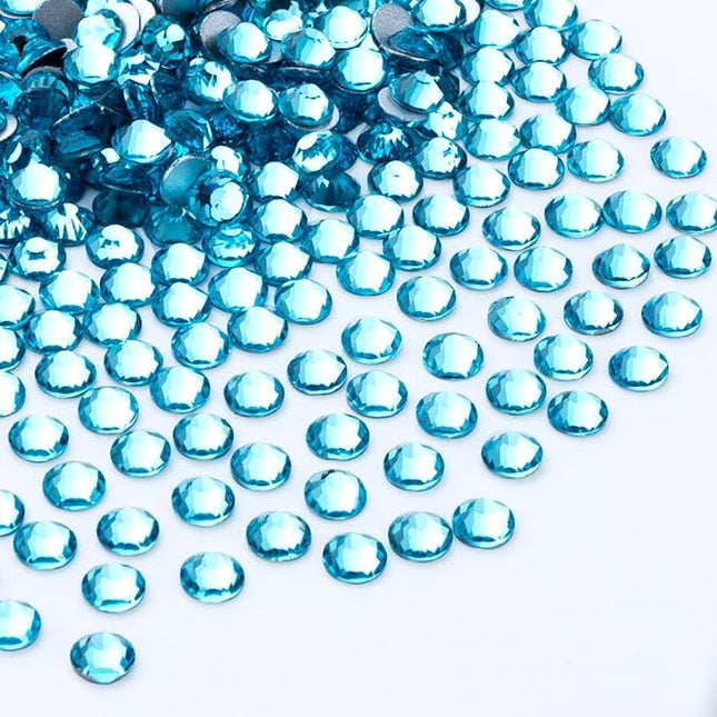 1440Pcs Aquamarine Crystal Rhinestones,Glass Flatback Rhinestones Gemstones for Nail Face Makeup Art Crafts Clothes Decoration -(SS20, 4.8mm,Aquamarine)