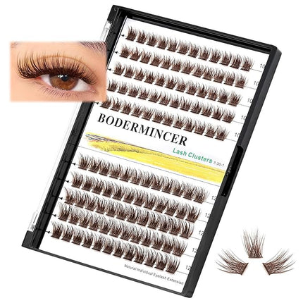 Bodermincer 120 Clusters 10mm+12mm/12mm+14mm/14mm+16mm Mixed Wide Cluster False Eyelash Individual Cluster EyeLashes Grafting Fake False Eyelashes Eyelash Extension (Brown 10mm+12mm Mixed)