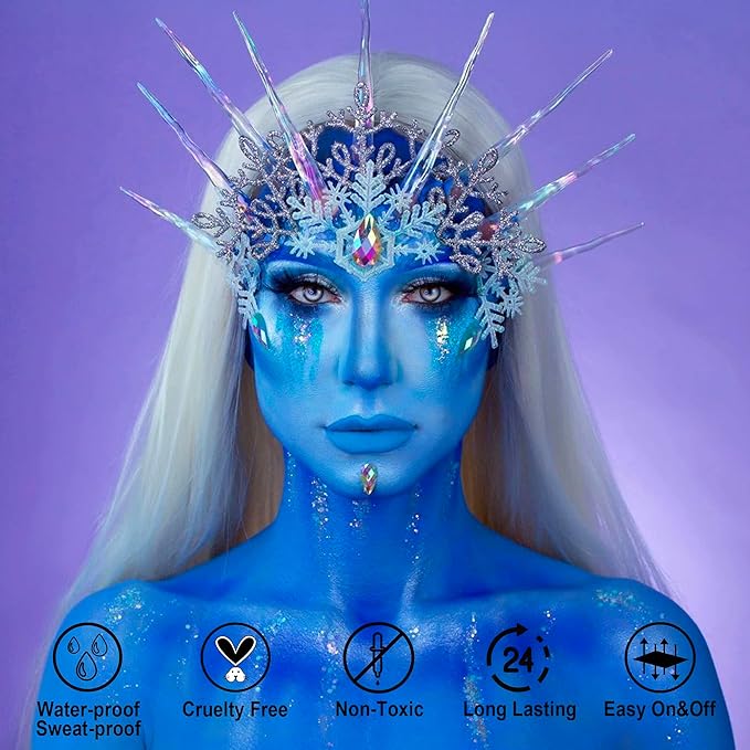 CCbeauty Light Blue Face Paint Stick, Face Painting Kit, Full Coverage SFX Makeup Foundation, Professional Body Paint for Halloween Costume Cosplay Theme Party, For Avatar, Sally Corpse Bride Makeup