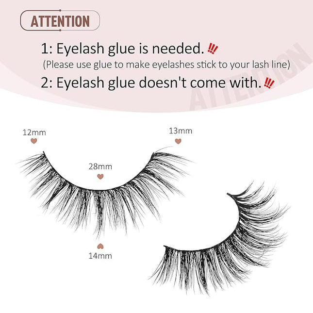 Onlyall Natural Lashes Wispy Lashes Natural Look False Eyelashes Natural Flared Eyelashes False Eye Lashes Soft Fluffy Lashes 7 Pairs D-K08