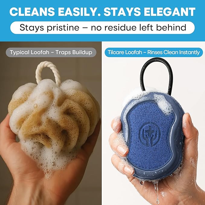 Shower Scrubber for Body 2-in-1 : 2 - Pack High Foaming Body Scrubber Exfoliator for Men, Ergonomic Shower Scrub, Deep Exfoliating Travel Bath Brush Loofah for Women, Durable Skin Wash Tool