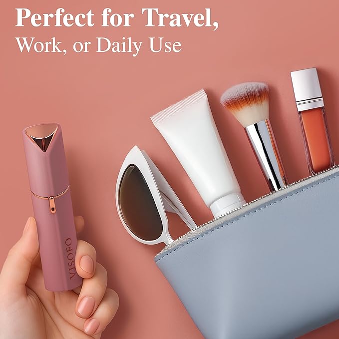 Facial Hair Removal for Women | Upper Lip Mustache Remover Device Face Shaver Woman Chin Peach Fuzz Electric Trimmer Dermaplane Female Razor Ladies Tweezers Lady Epilator Girls by VISOFO (Pink)