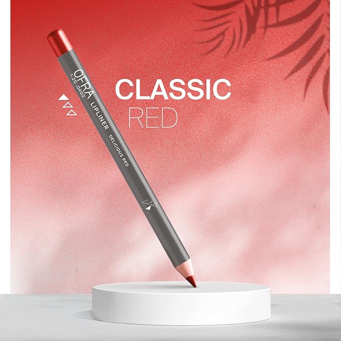 Ofra Lipliner Pencil - Delicious Red| High-Pigment Lipliner for Defining & Shaping Lips | Long-Lasting Wear Lipliners | Glide-On Formula for All-Day Perfection | 0.04oz