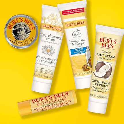 Burt's Bees Gifts Ideas - Essential Everyday Beauty Set, 5 Travel Size Products - Deep Cleansing Cream, Hand Salve, Body Lotion, Foot Cream and Lip Balm