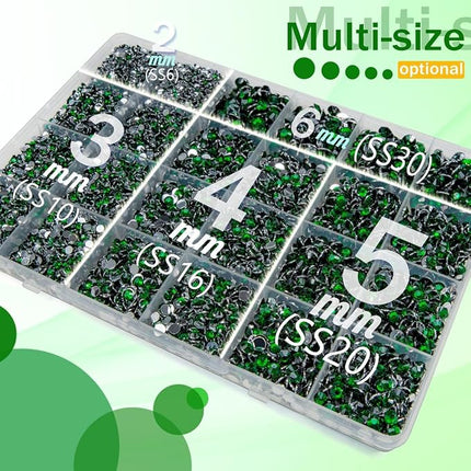 qiipii Emerald Green Crystal Resin Rhinestones w B7000 Glue for Bedazzling Crafting 2mm-6mm Flatback Stones Diamonds Crystals Gems Bedazzler Kit for Nails Face Eyes Makeup Tumblers Bottles DIY Crafts