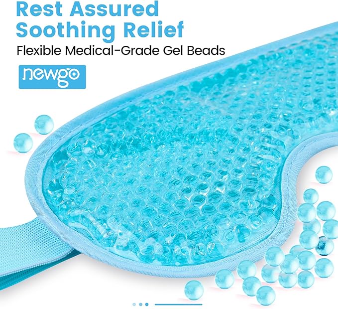 NEWGO Cooling Eye Mask for Puffy Eyes, Cold Eye Mask Eye Ice Pack for After Eyes Surgery, Tension Stress Relief, Itchy Eyes, Headaches, Dark Circles - Blue