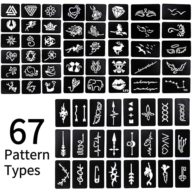 Ponhey Temporary Tattoo Markers for Skin, 36 Body Markers+67 Large Tattoo Stencils,Dual-End Tattoo Pens,Fine Lines with Cosmetic-Grade,Flexible, Skin-Safe Face Paint Kit for Kids Teenage Adults