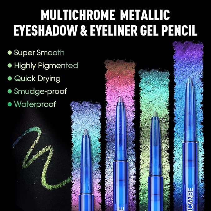 UCANBE Chameleon Eyeshadow & Eyeliner Gel Pencil-Multichrome Shifting Colors Metallic Glitter Eye Makeup,Waterproof Long-Lasting Smudge-Proof Multi-Dimensional Color (Forest Green to Chartreuse Gold)