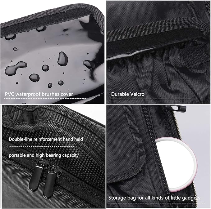 Travel Makeup Case, Cosmetic Train Case Organizer Portable Artist Storage Makeup Bag with Adjustable Dividers for Cosmetics Makeup Brushes Toiletry Jewelry Digital Accessories - Black