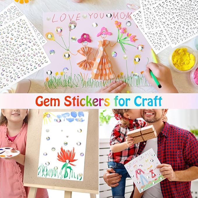 1625 PCS Gem Rhinestones Stickers for Crafts, Face Eye Hair Nail Body Makeup, Glitter Small Festival Jewels Rave Accessories for Women WUINOID