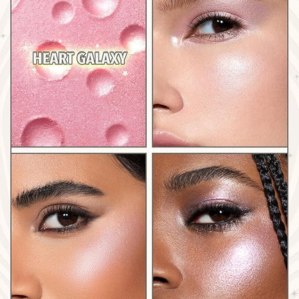 SHEGLAM Lunar Glow Highlighter Face Highlighter Multichrome Glitter Shimmer Highlighter Makeup Eye Face Body Highlighter Illuminator, Silky Creamy Eyeshadow-Heart Galaxy