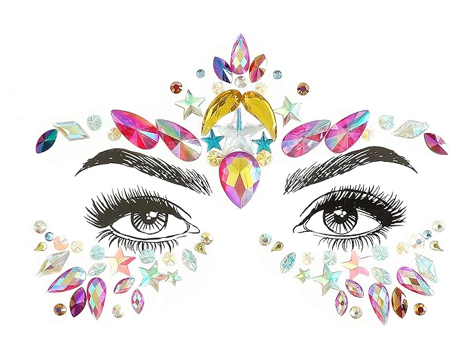 8 Pc Music Rave Face Jewels: Rhinestone Crystal Gems for Eyes, Body & More