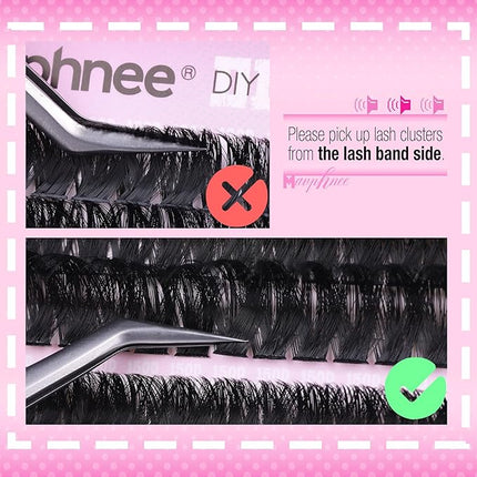 Lash Clusters 14-20MM Long Eyelash Extensions Mega Volume Lash Extensions DIY at Home Thick Cluster Lashes Easy Application Soft D-Curly Individual Lashes (192 Pcs, 120D+150D)