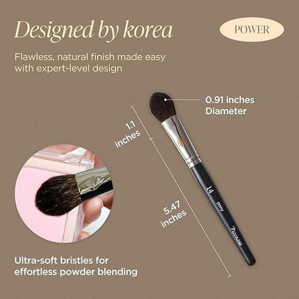 Piccasso PONY14 Makeup Brush– Soft Tapered Blush & Highlighter Applicator for Face Makeup, Fluffy Powder Finish with Soft Hair, Small Size for Precision, Professional Korean Beauty Essential