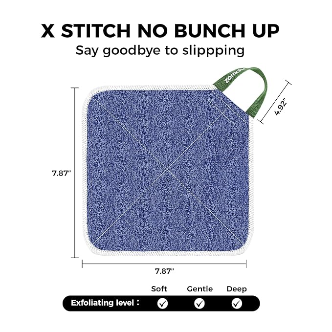 ZOMCHI Exfoliating Wash Cloths for Face and Body, Dual Sided Scrub Bath Cloth, Shower Wash Cloth for Men and Women, 2 Count (Rough and Gentle)