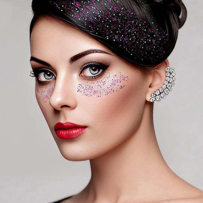 MEICOLY Mermaid Purple Face Body Glitter Stick,Hair Glitter Stick for Kids and Women,Sparkle Chunky Glitter Makeup,Waterproof Face Glitter for Party Rave Festival