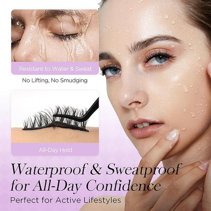 BEYELIAN Self Adhesive Eyelashes Reusable, Pre Glued Eyelashes No Glue Need Press on Lashes, Wispy Natural Look Faux Mink False Eyelashes 5 Pairs ZCV-188