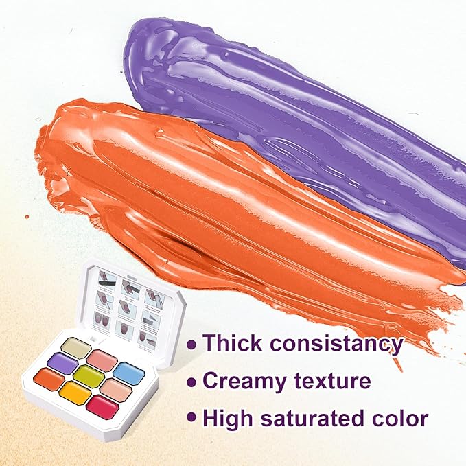 Gradient Painting Gel, 9 Bright Colors Ombre Gel Nail Polish Orange Yellow Blue for Pigment Pat Kit Aura Nails French Manicure Soak Off UV Long-lasting Home Salon DIY Nail Art Joy Tints