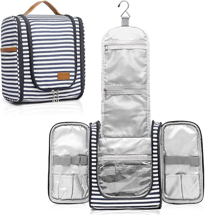 Hanging Travel Toiletry Bag,Large Capacity Cosmetic Travel Toiletry Organizer for Women with 4 Compartments & 1 Sturdy Hook,Perfect for Travel/Daily Use/Christmas