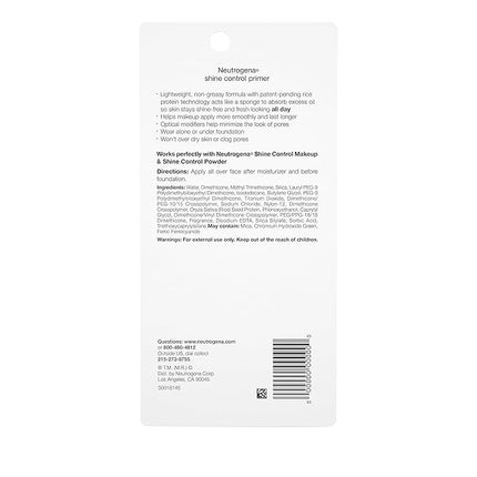 Neutrogena Shine Control Mattifying Liquid Face Primer for Oily Skin, Lightweight, Non-Comedogenic and Non-Greasy Pore and Makeup Primer with Oil-Absorbing Rice Protein, 1 fl. oz (Pack of 2)