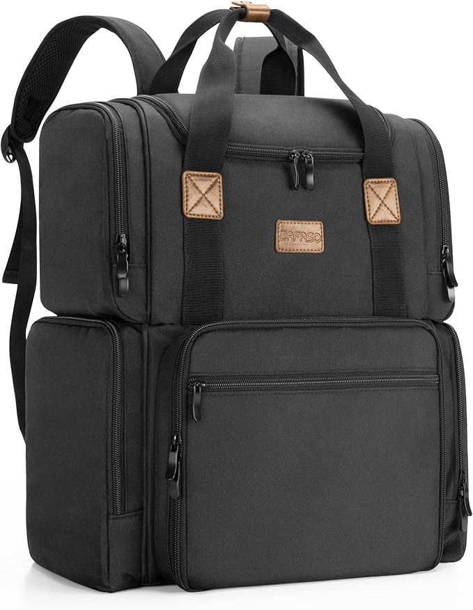 BAFASO Cosmetic Bag with 3 Inner Removable Pouches, Travel Makeup Bag with Multiple Pockets, Black