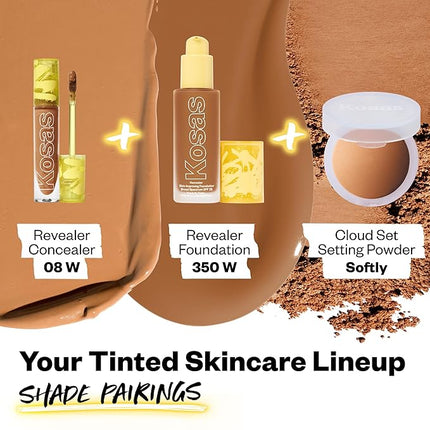 Kosas Revealer Concealer - Medium Coverage Makeup with Hyaluronic Acid, Conceals Dark Circles Under Eyes, Dark Spots and Blemishes + Brightens, Hydrates, Long-Lasting & Vegan,(Tone 08 W)