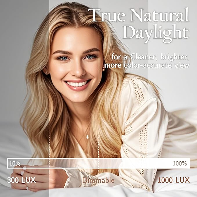 Gold Vanity Mirror with Lights 14x11 Inch, Lighted Makeup Mirror, Smart Touch 3 Colors Dimmable, 10X Magnification, Dresser Mount, Modern Style