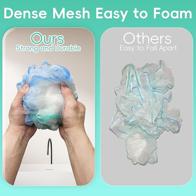 Shower Loofah 4PCS Soft Bath Body Sponge 60g Loofa Set Thick Wash Puffs for Women and Men