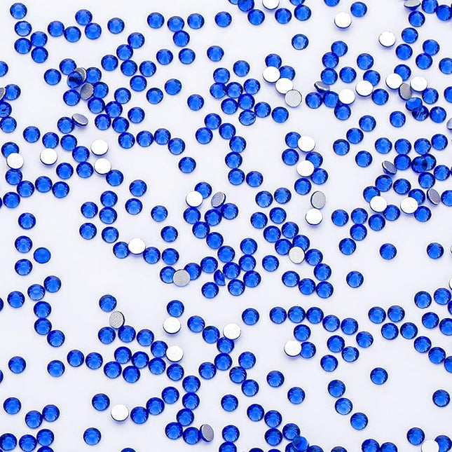 3000Pcs Royal Blue Crystal Rhinestones,Glass Flatback Rhinestones Mini Gemstones for Nail Face Makeup Art Crafts Clothes Decoration -(SS6,2.0mm,Royal Blue)
