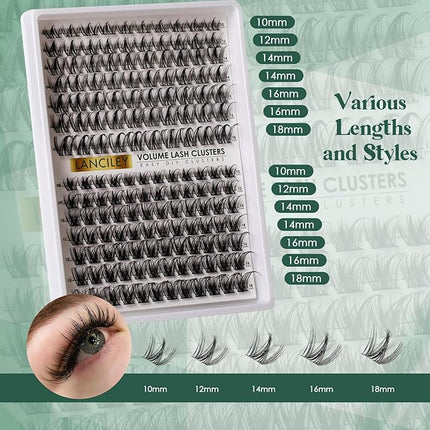 Lash Clusters 154pcs Lashes 10-18mm Eyelash Clusters Kit Natural Eyelashes DIY Cluster Eyelash Extensions Thin Band Cluster Lashes False Eyelashes Lash Extension Kit wth Bond & Seal & Remover-M34+M31