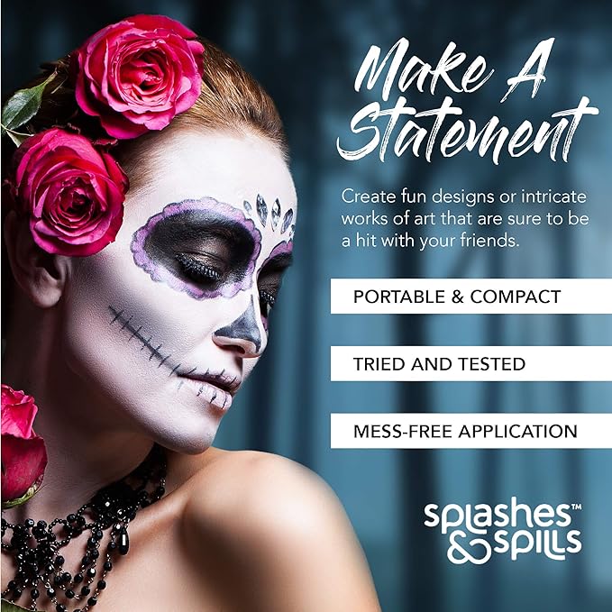 Face and Body Paint Cream - White, 18g Cake Tub - Pretend Costume and Dress Up Makeup by Splashes & Spills