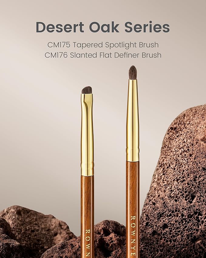 Desert Oak Series Soft-Angle Eyeshadow Brush - Curved Edge Pony Hair for Crease & Lash Lines, Bubinga Handle (CM 176)