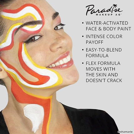 Mehron Makeup Paradise Makeup AQ Refill Size | Stage & Screen, Face & Body Painting, Beauty, Cosplay, and Halloween | Water Activated Face Paint, Body Paint .25 oz (7 ml) (White)