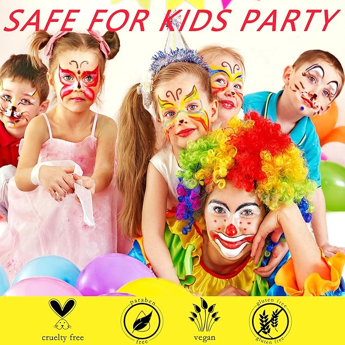 Clown Makeup Black White Red Cream Face Body Paint Clown Joker Zombie Vampire Skeleton Halloween Costume Fantasy Makeup Fancy Dress Up Cosmetics Set Oil Painting Art (White Red Black)