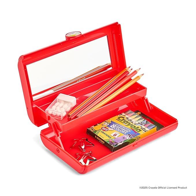 Caboodles Take It Tote Limited Edition Retired Colors, Makeup Travel Case with Large Built-in Mirror, Crayola's Orange Red