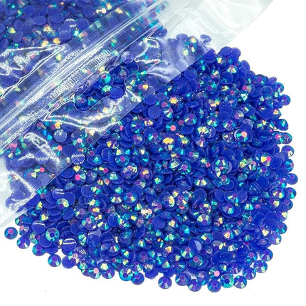 qiipii 9500PCS 4mm Blue AB Resin Rhinestones Bulk Royal Blue AB Flatback Jelly Stones Pack SS16 Non-Hotfix Diamonds Crystals Gems Charms for Nails Face Eyes Makeup Tumblers Bottles DIY Crafts Decor