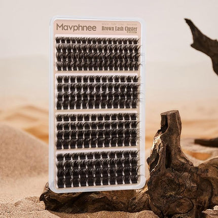 Brown Lash Extensions Gently Fluffy Eyelash Clusters Dark Brown Lash Clusters Clusters Salon Eyelash Extensions 130D 150D 180D 200D Volume Lashes Value Pack Pestañas Postizas Marrón (208Pcs, 10-16MM)