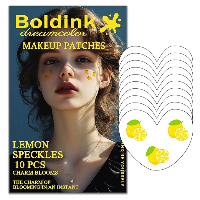 10pcs Lemon Face Makeup Patches, Waterproof Temporary Fruit Tattoos for Women