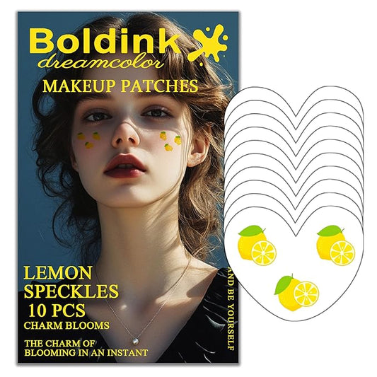 10pcs Lemon Face Makeup Patches, Waterproof Temporary Fruit Tattoos for Women