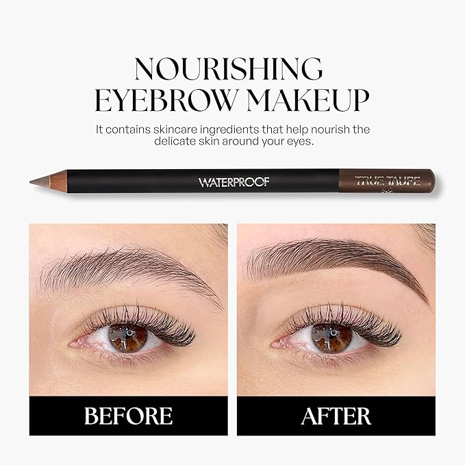 Sorme Cosmetics Waterproof Eyebrow Pencil (True Taupe) | Natural Defining Brow Liner with Brush | Smudge-Proof & Waterproof Eyebrow Makeup | Nourishing Eye Brow Pencil for All Skin Types