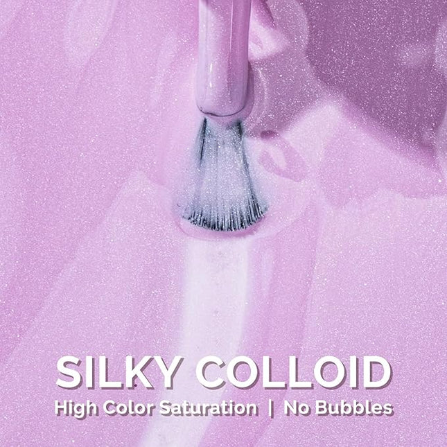 MelodySusie Pastel Purple Shimmer Gel Nail Polish,0.5fl oz Nails Soak Off UV LED Light Purple Glitter Gel Polish Gift for Women Nail Art Manicure Salon DIY Nail Design Decoration at Home-1645