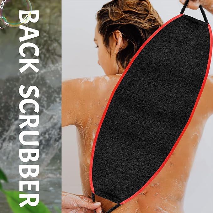 Evridwear Exfoliating Body Scrubber with Handles Back Washer Back Scrubber for Shower Bath Dry Skin Whole Body Deep Clean Men Women(Heavy)