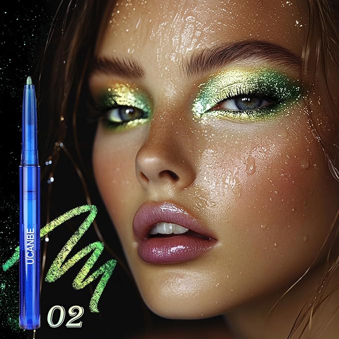 UCANBE Chameleon Eyeshadow & Eyeliner Gel Pencil-Multichrome Shifting Colors Metallic Glitter Eye Makeup,Waterproof Long-Lasting Smudge-Proof Multi-Dimensional Color (Forest Green to Chartreuse Gold)